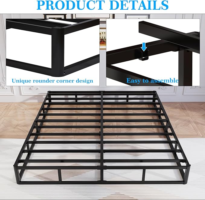Awesofurni King Box Spring, 8 Inch King Size Box Spring Only, 3000 lbs Heavy Duty Metal Frame Mattress Foundation with Fabric Cover, Easy Assembly-Noise Free