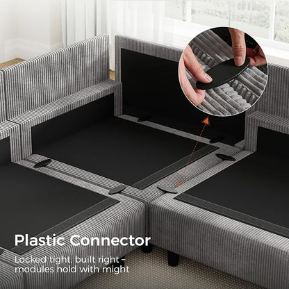 KKL 6 Seaters Sofa Bed for Living Room - Sofa Couch with Storage Ottoman, Convertible L/U-Shaped Sleeper Couch for Living Room, Modern Reversible Design, Grey