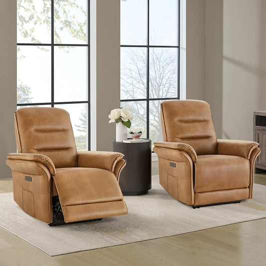 KISLOT Power Recliner Chair with Adjustable Headrest and Footrest, Dual Motor Leather Reclining Chair with USB/Type-C Charging, Zero Gravity Modern Electric Recliner for Adults Living Room Bedroom