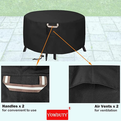 Round Propane Gas Fire Pit Cover 36 x 24 Inch, Waterproof Heavy Duty 600D Round Outdoor Fireplace Cover 36 inch, All-weather Protection For Patio Firepit / Fire Bowl 34/35/36 inch