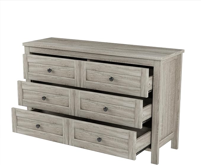 3 Pieces Bedroom Furniture Set Full Size Bed Frame with Storage Headboard and Charging Station, Farmhouse Platform Bed Frames with Nightstand and Dresser, for Bedroom, Living Room (Gray, Full)