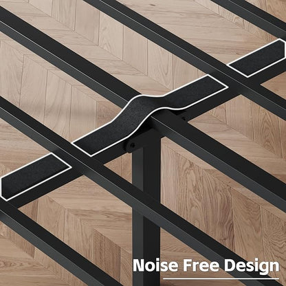 Fluest Twin Bed Frame with Headboard PU Leather Upholstered Bed Frame Platform,All Metal Slats Support Platform Bed Frame with Storage Space,Easy Assembly,Noise Free,No Box Spring Needed,Black
