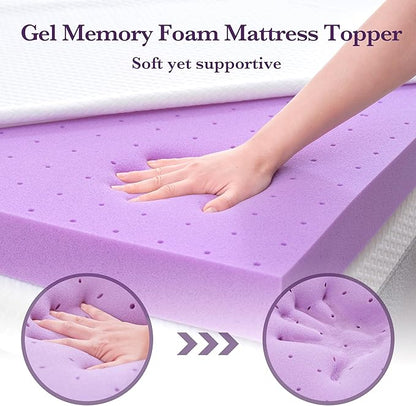 SINWEEK 3 Inch Gel Memory Foam Mattress Topper with Cooling Cover Ventilated Soft Mattress Pad, Bed Topper, CertiPUR-US Certified, Queen Size