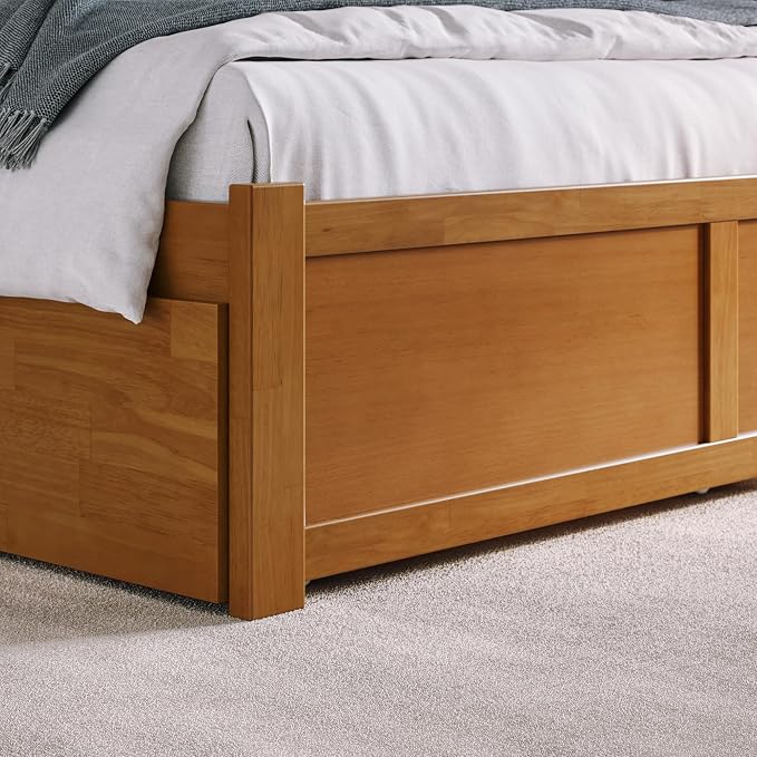 AFI, Concord Queen Platform Bed with Footboard & Storage Drawers, Light Toffee