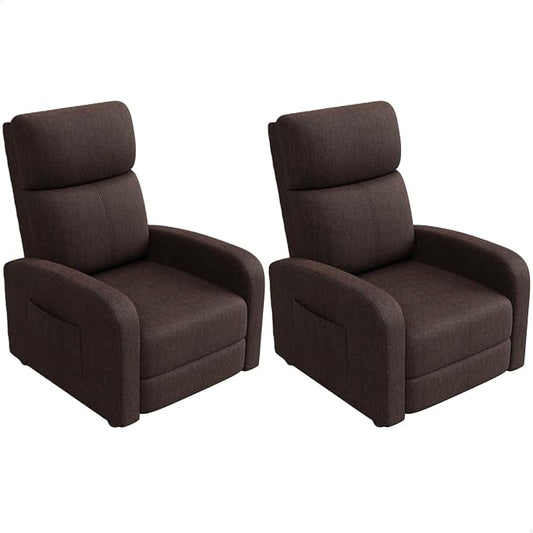 Garvee Recliner Chair for Adults Set of 2 PU Leather Lazy Recliner Ergonomic Adjustable Single Sofa Enhanced with Side Pocket, Tall Back, Wide Arms & Padded Seat, Home Theater Seating for Living Room