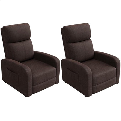 Garvee Recliner Chair for Adults Set of 2 PU Leather Lazy Recliner Ergonomic Adjustable Single Sofa Enhanced with Side Pocket, Tall Back, Wide Arms & Padded Seat, Home Theater Seating for Living Room