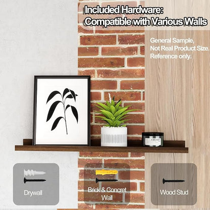 Floating Shelves for Wall Decor, Long Wall Mounted Storage Shelf for Bedroom, Living Room, Bathroom, Kitchen, Nursery, Display Picture Ledge Shelf with Lip Set of 2-56 Inches, Walnut