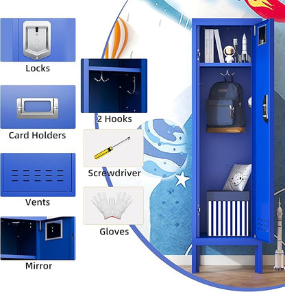 BUTISOW Metal Cabinet Home Office Storage,Lockers,Lockable Employees Metal Locker with Door,54" Height Steel Locker,Lockable Steel Locker for Gym,School,Home,Office,Garage,Assembly Required