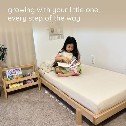dadada Baby Bliss 4-in-1 Convertible Crib to Toddler Bed & Floor Bed – Made in Italy, GREENGUARD Gold Certified, Baby-Safe Finish, Sustainable Beechwood, Modern Design (White and Natural)