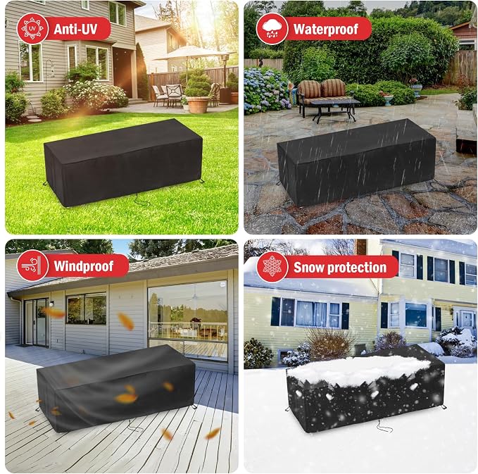 Fire Pit Cover Rectangular 48 Inch,Propane Gas Fire Pit Table Cover,Outdoor Waterproof Firepit Table Cover 600D- 48 x 15 x 15 Inch