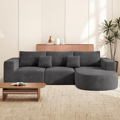 Boneless Couches for Living Room,Cloud Sectional Couch with L-Shape Chaise,Modern Modular Sofa with Deep Seat Upholstered Comfy Couches for Bedroom,No Assembly Required,1PCS