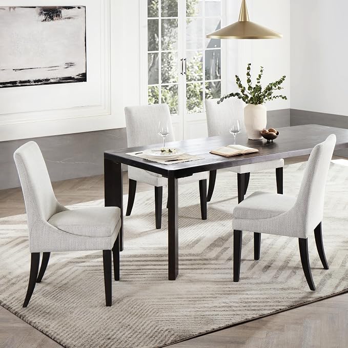 KISLOT Upholstered Dining Chairs Modern Sidechair Performance Fabric High Back Armlesschair for Diningroom Kitchen,Linen,Set of 2(1 Box)