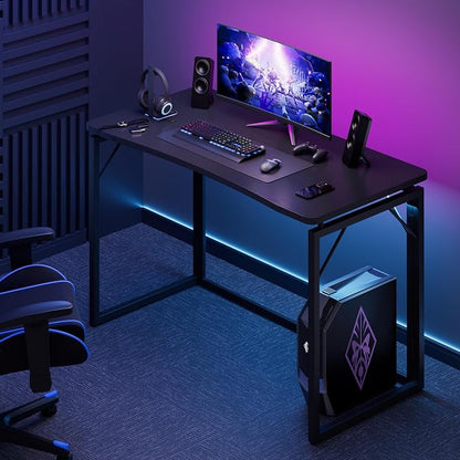 JOYMOOP Black 40" Folding Desk, No Assembly Small Foldable Desk for Home, Office, Wooden Top Folding Computer Desk for Working, Writing, Studying - Middle Size