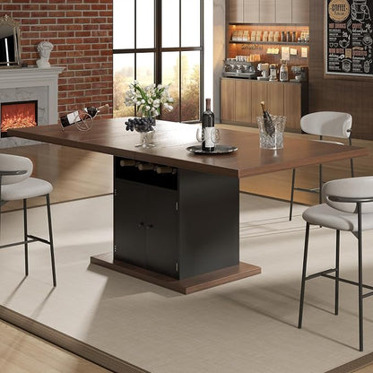Extendable Dining Room Table for 4-6, 47-63 Inch Faux Marble Extendable Dining Table, Modern Expandable Rectangle Kitchen Dining Table with Storage for Kitchen Living Room