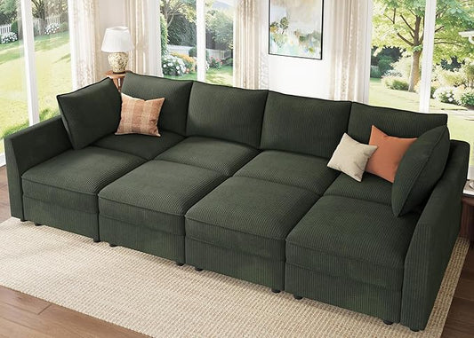 HONBAY Modular Sofa Sectional Sleeper Couch with Storage Seat Reversible Sectional Sleeper Couch Modular Sofa - Green