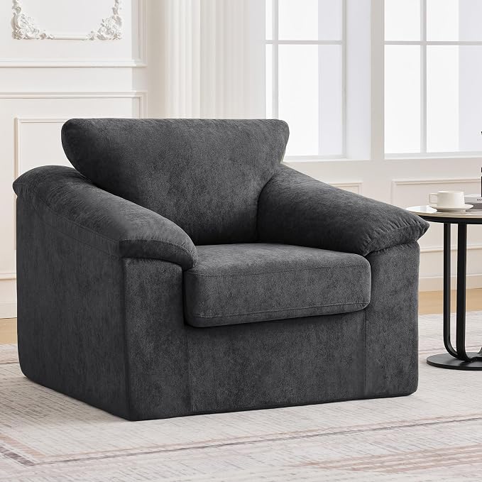 Boneless Single Sofa Chair, Modern Cloud Accent Chair, Comfy Deep Seat Couch for Living Room, Bedroom, Apartment, Small Space, No Assembly, Dark Gray