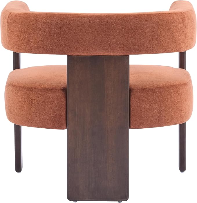 Christopher Knight Home Nettie Modern Accent Chair for Living Room, Velvet Fabric Single Lounge Sofa Chair with Wooden Frame, Comfy Reading Chair for Bedroom, Lounge Armchair with Cushion,Burnt Orange