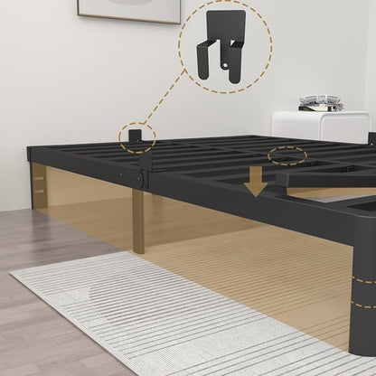 ITIMIDI 10 Inch Full Bed Frames, Platform Bed with Metal Gaskets, No Box Spring Needed, Heavy Duty Steel Slat Support, Anti-Slip Mattress Stopper, Round Corner Leg, Easy Assembly, Black
