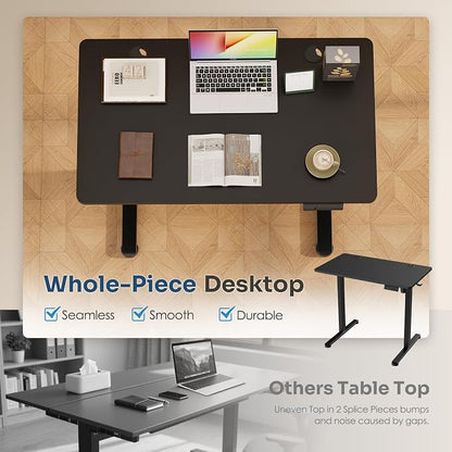 Monomi Small Electric Standing Desk, 35" x 24" Whole Piece Height Adjustable with Memory Controller, Black Sit to Stand Desk Workstation for Home Office