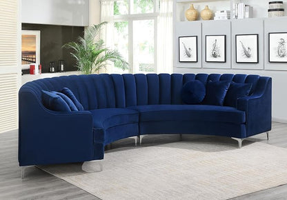 Legend Vansen Semicircle Modular Curved Velvet Sectional Sofa,141.34”Oversized Arc Sofa,Modern Cloud-Like Deep Seat Couch for Living Room Apartment Office Conference Space (2, Blue)