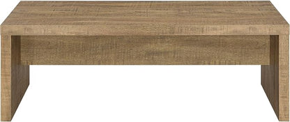 Coaster Home Furnishings Wooden Coffee Table w/ Side Panels & Center Brace, Mango Wood - Modern Rectangular Living Room and Bedroom Furniture for House and Apartment