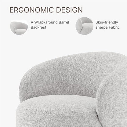 KISLOT Swivel Accent Chair Round Barrel Armchair Upholstered Performance Fabric for Living Room Bedroom Waitingroom,2 Box,Light Grey