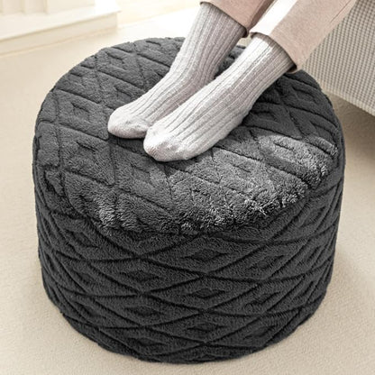 Round Pouf Ottoman 20 x 20 x 14 Inches Boho Poof Home Decor Floor Pouffe Ottoman Foot Rest for Couch Sofa Bean Bag Chairs Living Room Bedroom (Dark Gray)