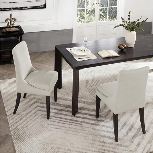 KISLOT Upholstered Dining Chairs Modern Sidechair Performance Fabric High Back Armlesschair for Diningroom Kitchen,Cream,Set of 2(1 Box)