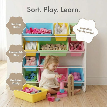 Humble Crew Kids' Toy Storage Organizer, White/Pastel (WO560P)