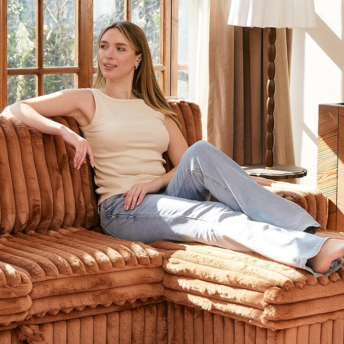 Belffin Modular Sectional Storage Chaise Module for Modular Sectional Sofa Right-Facing Chaise Brick Red Couch