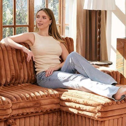 Belffin Modular Sectional Storage Chaise Module for Modular Sectional Sofa Right-Facing Chaise Brick Red Couch