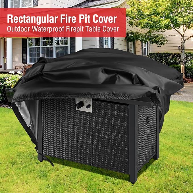 Fire Pit Cover Rectangular 42 Inch, Propane Gas Fire Pit Table Cover,Outdoor Waterproof Firepit Table Cover - 42 X 24 X 24 Inch