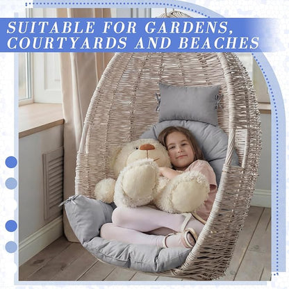 Tudomro Light Gray Waterproof Egg Chair Cushion with Pillow Filling 2.58 kg Replacement Rocking Wicker Chair Cushion 48" x 32" High Back Hanging Swing Hammock Pad Thicken for Outdoor Patio Garden