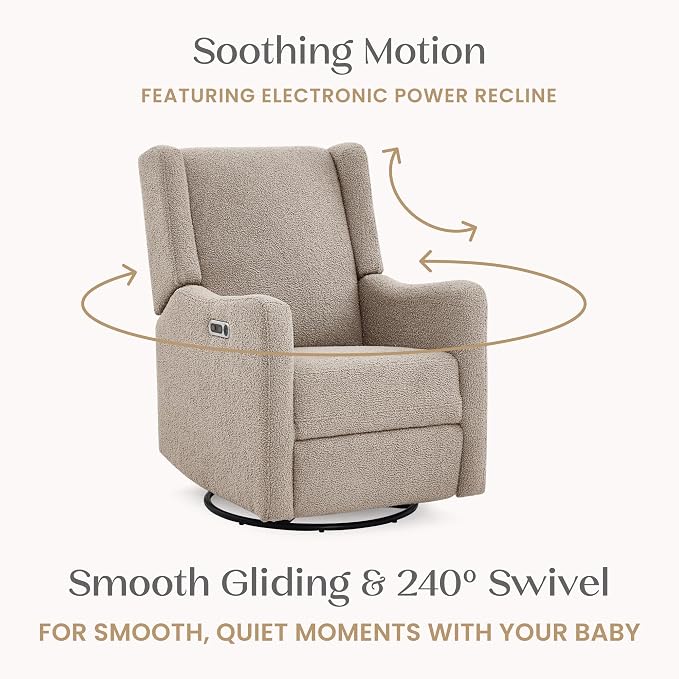 Delta Children Mercer Electronic Power Recliner and Swivel Glider with USB-A and Type-C Ports - Greenguard Gold Certified - Stain-Resistant Performance Fabric is Oeko-TEX Standard 100 Certified, Sand