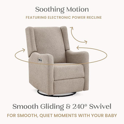Delta Children Mercer Electronic Power Recliner and Swivel Glider with USB-A and Type-C Ports - Greenguard Gold Certified - Stain-Resistant Performance Fabric is Oeko-TEX Standard 100 Certified, Sand