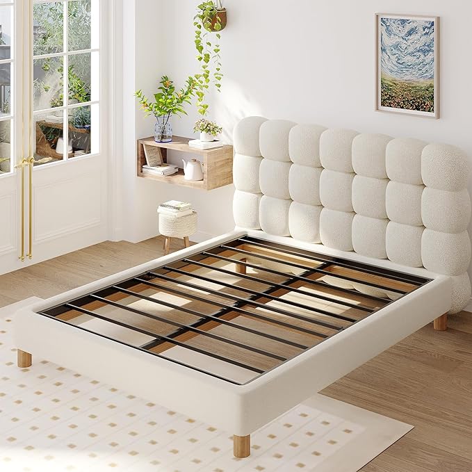 Upcanso Full Size Box Spring Bed Base 2 Inch, Low Profile Metal Boxspring Full Size Bunkie Board 2 Inch, 3000 Lbs Max Weight Capacity Mattress Foundation, Noise-Free, Easy Assembly