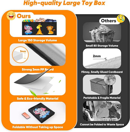 Mabahoo Extra Large Toy Box, Collapsible Toy Storage Organizer with Lids, Cute Animals Toybox for Boys Girls, 40"x14"x16" Kids Toy Chest Storage Boxes for Living Room Playroom Nursery