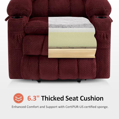 MCombo Small Dual Motor Power Lift Recliner Chair for Petite Elderly, Zero Gravity Lift Chair with Heat and Massage, Infinite Position Lay Flat Recliner, USB Ports, Fabric 7893 (Small, Burgundy)