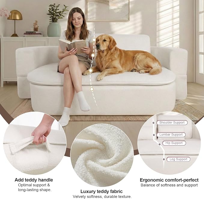 75" Boneless Couch Bed,Fold Up Sleeper Sofa for Adults, Memory Foam Floor Couch with 4 Pillows & Blanket, No Assembly Foldable Guest Bed for Apartment,Living Room