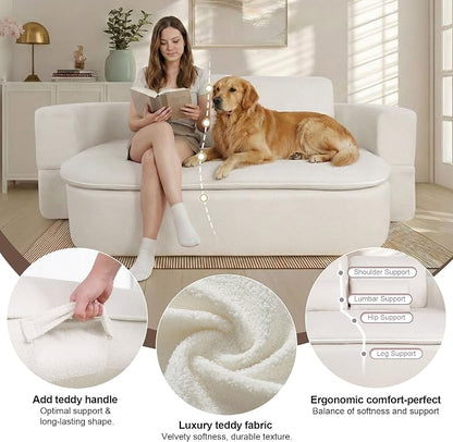 75" Boneless Couch Bed,Fold Up Sleeper Sofa for Adults, Memory Foam Floor Couch with 4 Pillows & Blanket, No Assembly Foldable Guest Bed for Apartment,Living Room