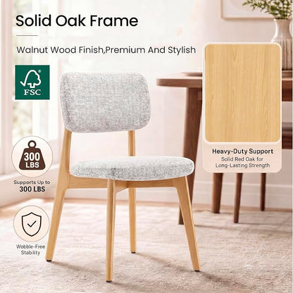 COLAMY Dining Chairs Set of 4,Modern Upholstered Kitchen Room Chairs with Solid Natural Oak Wood Legs, 5-Min Easy Assembly Anti-Wobble, High-Weight Fabric Farmhouse Side Chair, 300lbs,Oak,Beige