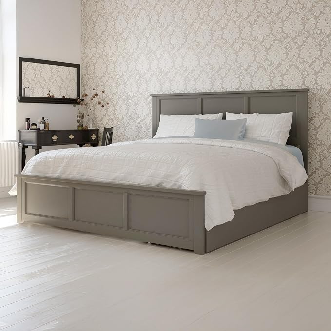 AFI, Madison King Solid Wood Platform Bed with Matching Footboard & Storage Drawers, Grey