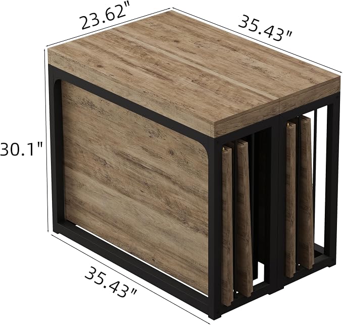 Lasageldar 118" Extendable Dining Table for 2-10 People, Modern Space-Saving Wood Dinner Table for Kitchen Dining Living Room Outdoor Patio (Accent Oak)