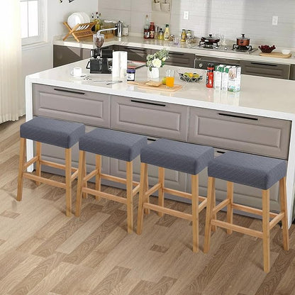 YISUN Stool Covers Rectangle - 4 Pack Stretch Waterproof Saddle Seat Cover Counter Bar Stools Bar Chairs Covers Kitchen Island Chairs Cushion Protector