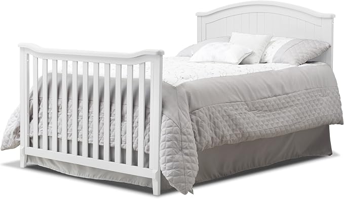 Sorelle Furniture Fairview Crib, Classic 4-in-1 Convertible Crib, Made of Wood, Non-Toxic Finish, Wooden Baby Bed, Toddler Bed, Child’s Daybed and Full-Size Bed, Nursery Furniture -White