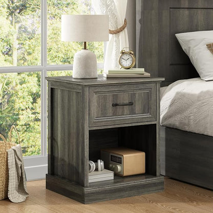 CARPETNAL Farmhouse Dresser and Nightstand Sets for Bedroom, 3 Pcs Bedroom Set, 6 Drawer Dresser & Nightstand Set of 2, Modern Wood Chest of Drawers for Bedroom, Living Room, Entryway, Grey