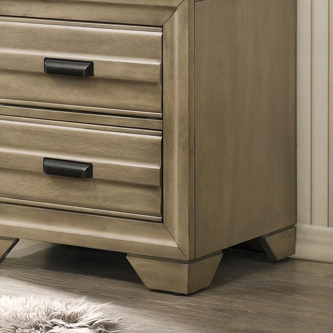 Roundhill Furniture Loiret Light Gray Finish 3-Piece Wood Bedroom Set with King Size Storage Bed with Two Nightstands