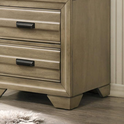 Roundhill Furniture Loiret Light Gray Finish 3-Piece Wood Bedroom Set with King Size Storage Bed with Two Nightstands