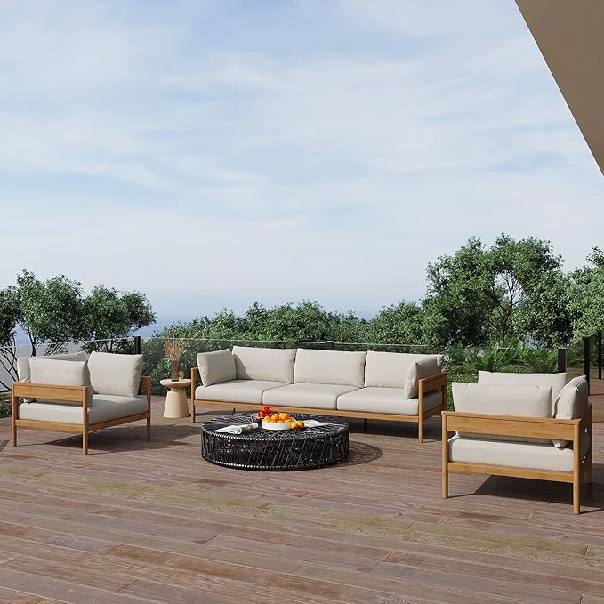 Acanva Vento Patio Outdoor Lounge Chair | All-Weather Aluminium Frame, Water-Resistant Olefin Cushions, Patio Conversation Sets for Backyard, Garden, Porch