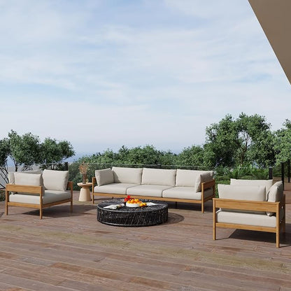 Acanva Vento 3-Piece Outdoor Patio Furniture Set, Couch & 2 x Armchairs | All-Weather Aluminium Frame, Water-Resistant Olefin Cushions, Patio Conversation Sets for Backyard, Garden, Porch